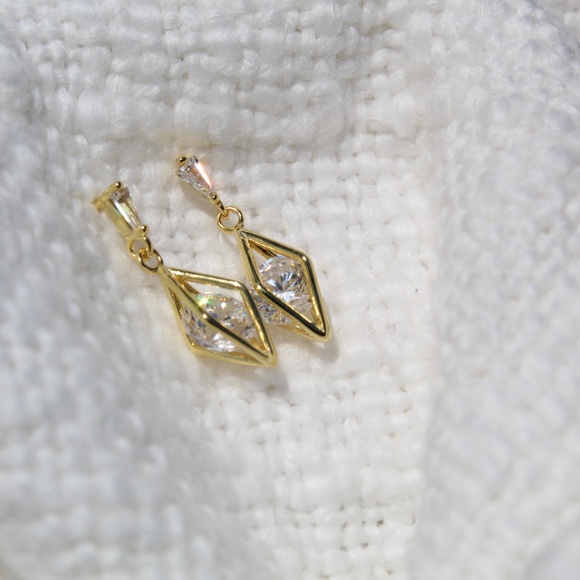 Sterling Silver Diamond Hollow Stud Tassel Earrings - Picture 8 of 13